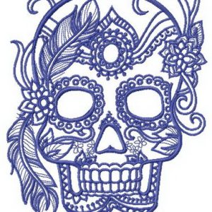 Skull of aristocrat embroidery design