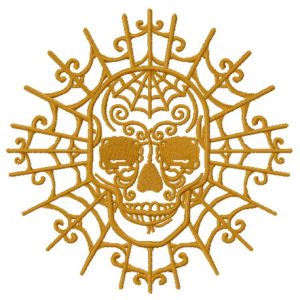 Skull with decorative web embroidery design