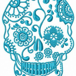 Skull with floral pattern embroidery design