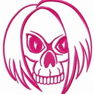 Skull with hair embroidery design