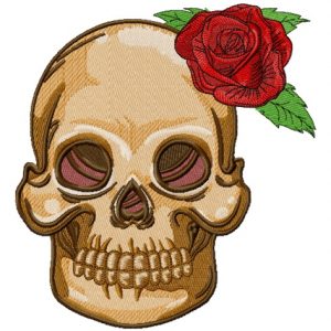 Skull with prickly rose 2 embroidery design