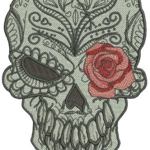 Skull with rose 2 embroidery design