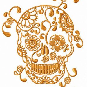 Skull with spring pattern embroidery design