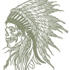 Skull with warbonnet embroidery design