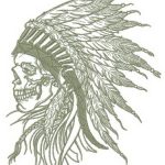 Skull with warbonnet embroidery design