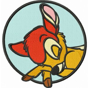 Sleeping Bambi badge embroidery design