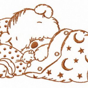 Sleeping bear embroidery design