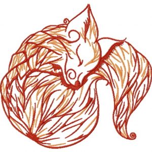 Sleeping fox 3 embroidery design