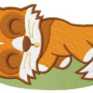 Sleeping fox embroidery design