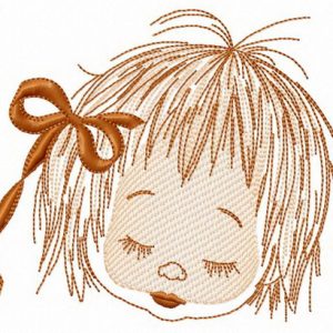 Sleeping girl's face embroidery design