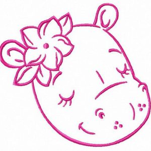 Sleeping hippo embroidery design