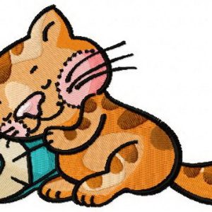 Sleeping kitten embroidery design