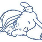Sleeping little Dumbo embroidery design