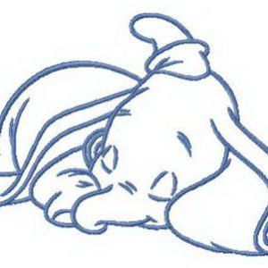 Sleeping little Dumbo embroidery design
