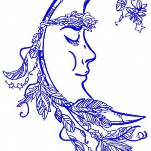 Sleeping moon embroidery design
