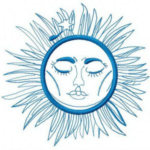 Sleeping sun embroidery design