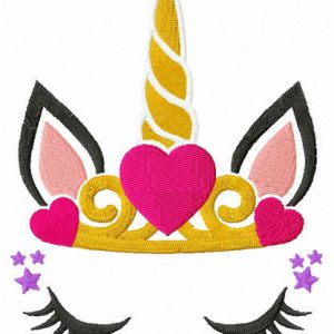 Sleeping unicorn princess embroidery design
