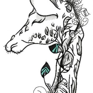 Sleepy giraffe embroidery design