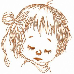 Sleepy little girl embroidery design