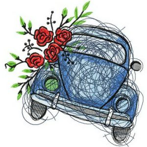 Small blue car embroidery design