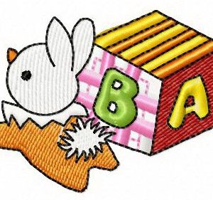 Small cube and bunny toy embroidery design
