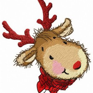 Smiling deer embroidery design