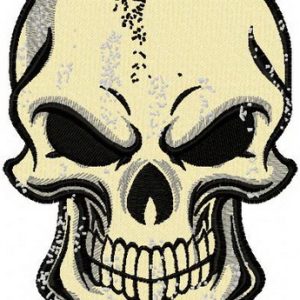 Smiling skull embroidery design