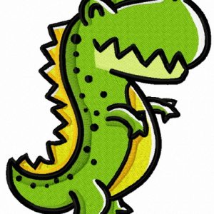 Smiling tyrannosaurus embroidery design