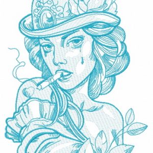 Smoking lady 2 embroidery design