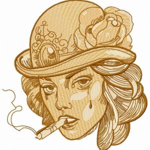 Smoking lady 3 embroidery design