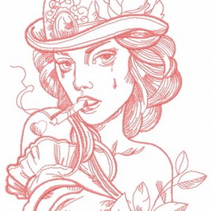 Smoking lady 4 embroidery design
