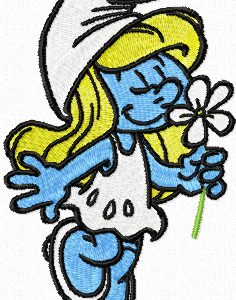 Smurf Girl with Flower  embroidery design