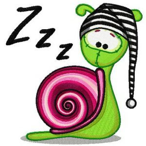 Snail in striped hat embroidery design