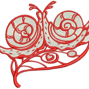 Snail's love embroidery design