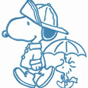 Snoopy and Woodstock like rainy weather embroidery design
