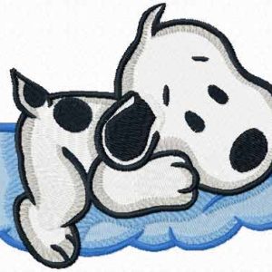 Snoopy on a cloud embroidery design