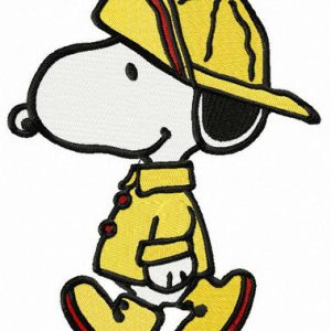 Snoopy in raincoat embroidery design