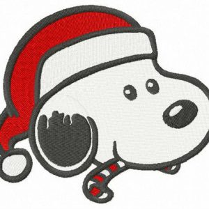 Snoopy likes candy cane embroidery design