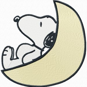 Snoopy and moon embroidery design
