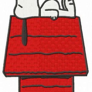 Snoopy sleeping on chimney embroidery design