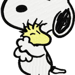 Snoopy with small friend embroidery design