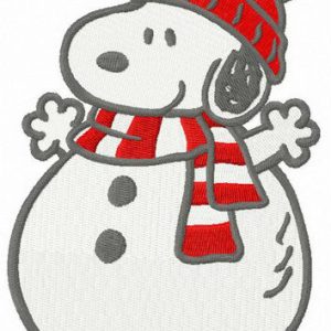 Snoopy snowman embroidery design