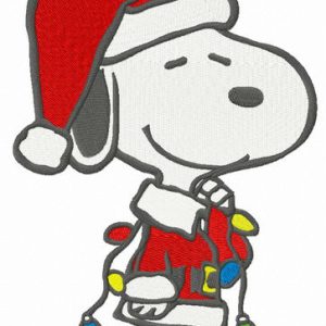 Snoopy with garland embroidery design