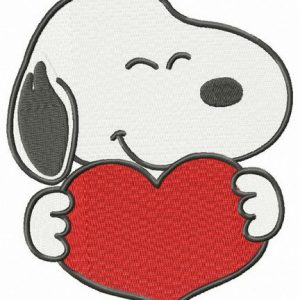 Snoopy with heart embroidery design