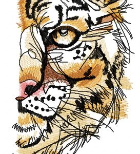 Snow leopard half muzzle embroidery design