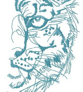 Snow leopard half muzzle one color embroidery design