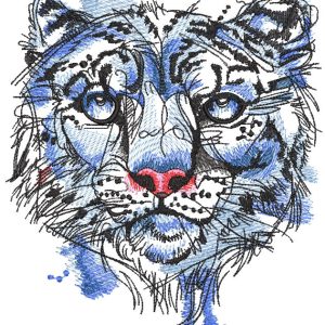 Snow leopard embroidery design