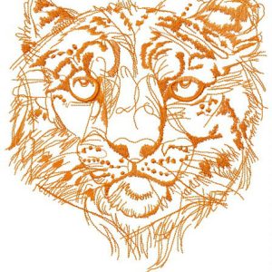 Snow leopard one color embroidery design