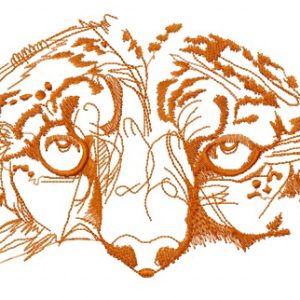 Snow leopard muzzle one color embroidery design