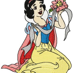 Snow White with flower embroidery design